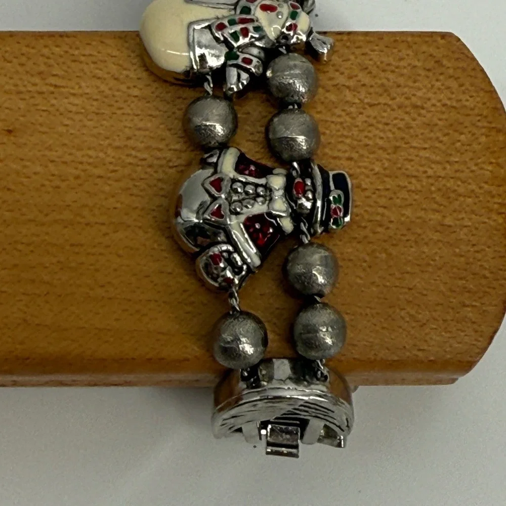 Kim Rogers Christmas Charm Bracelet Watch Santa Snowman Kitsch Holiday Y2K 25680